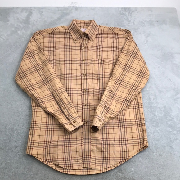 Brook Brothers Plaid Collared Dress Shirt Size M - Picture 1 of 10